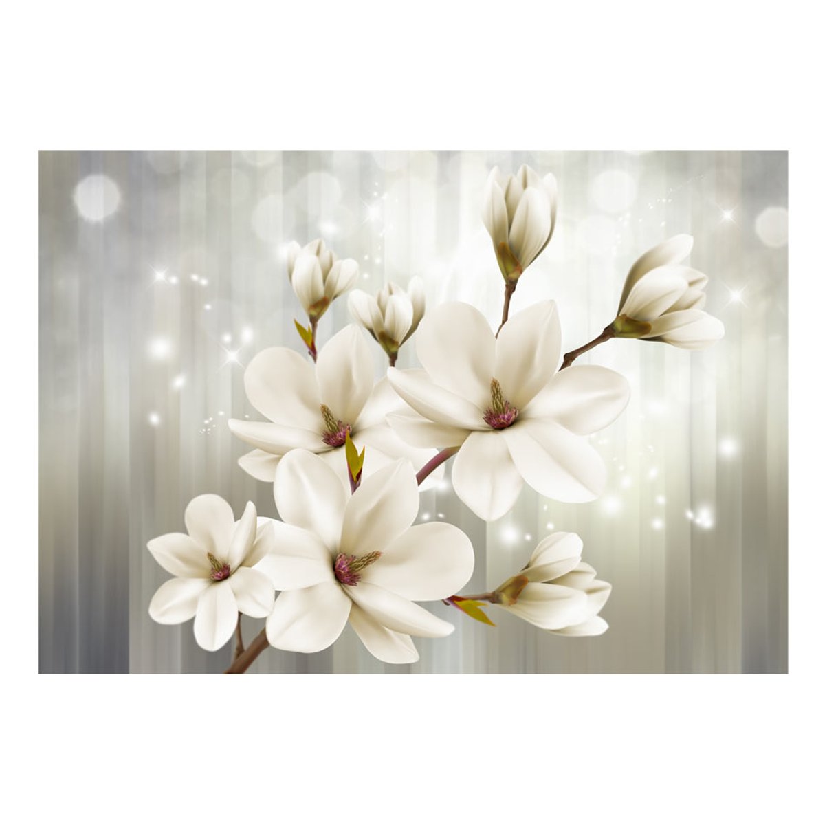 Papier peint intissé panoramique Fleurs Flower Nymph gris / argent, EDEN