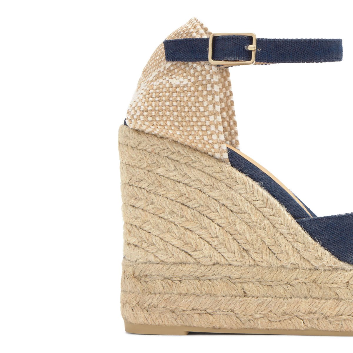 Espadrilles compensées à plateforme tressée en coton bio CAROL EXTRA PLATFORM bleu marine, CASTANER