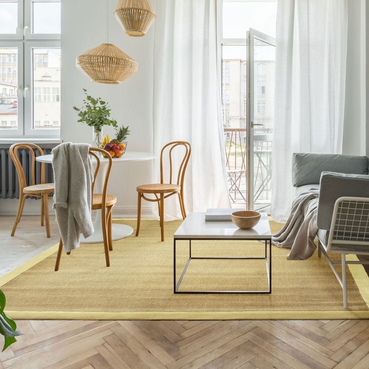 Tapis salon en jute NATURAL JUTE - style bohème gris, THE DECO FACTORY