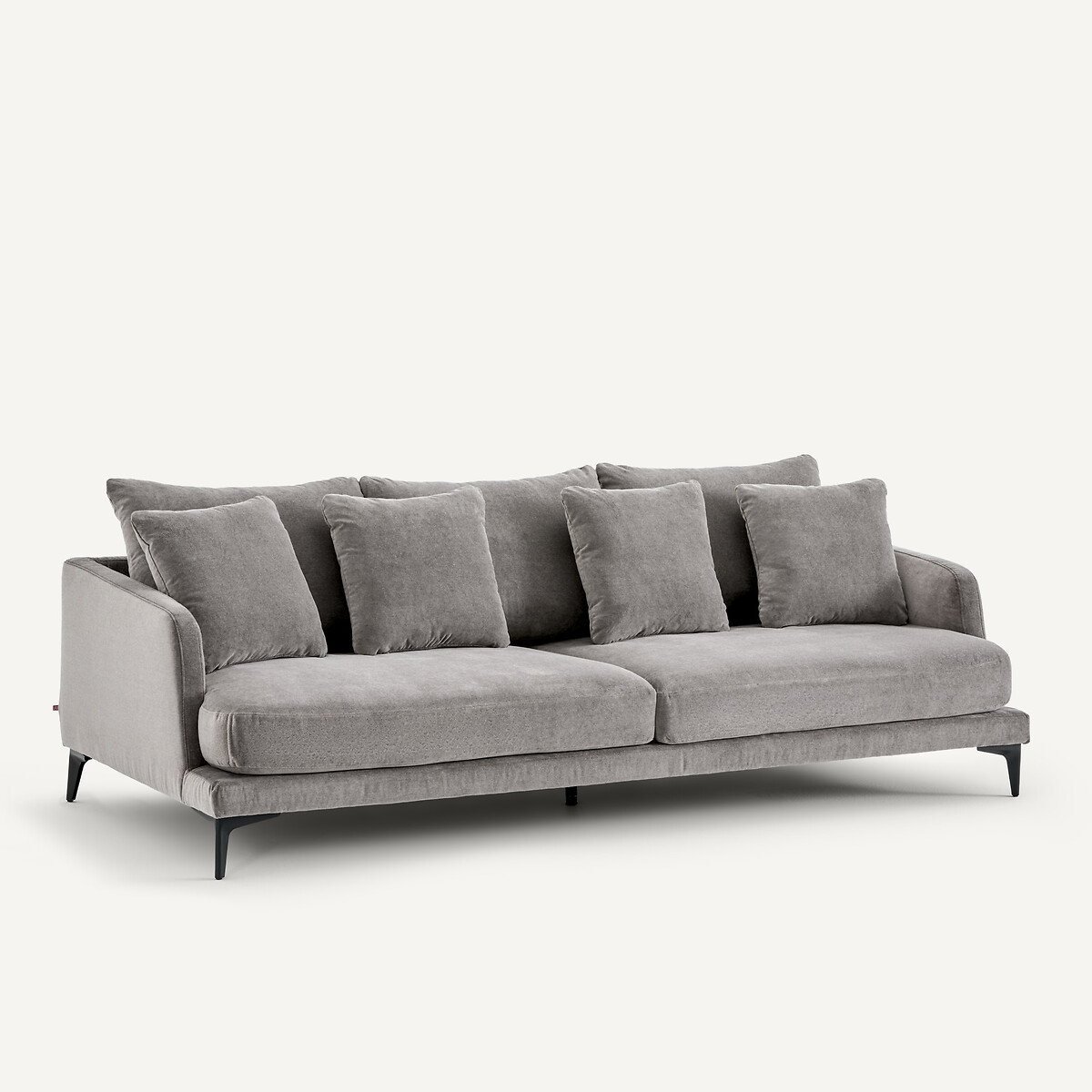 Canapé droit, 3 ou 4 places en velours stone, MODERNISTE gris souris, EMMANUEL GALLINA X AM.PM