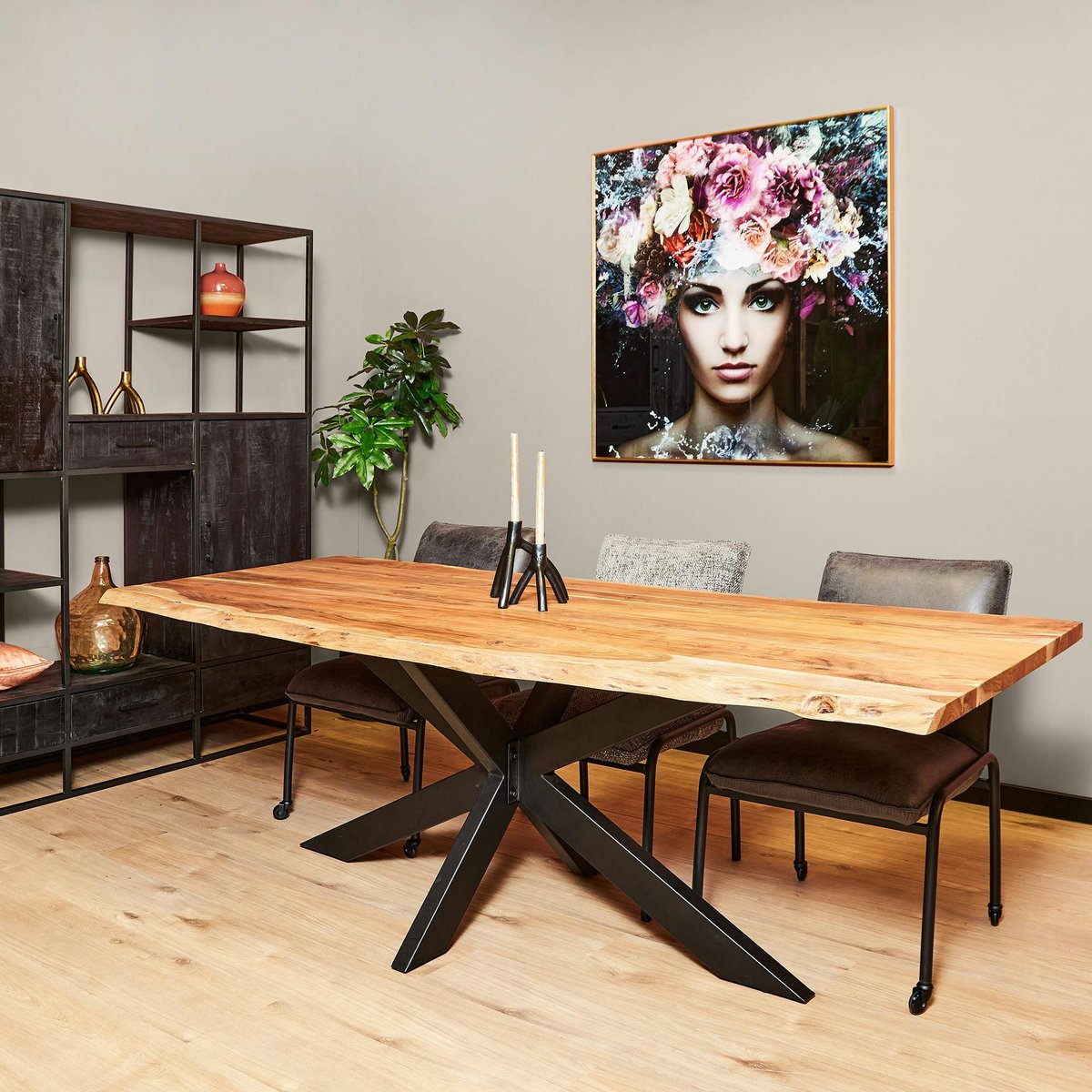 Table à manger bois d'acacia à bords naturels 300 cm ARBOR bois naturel, PIER IMPORT