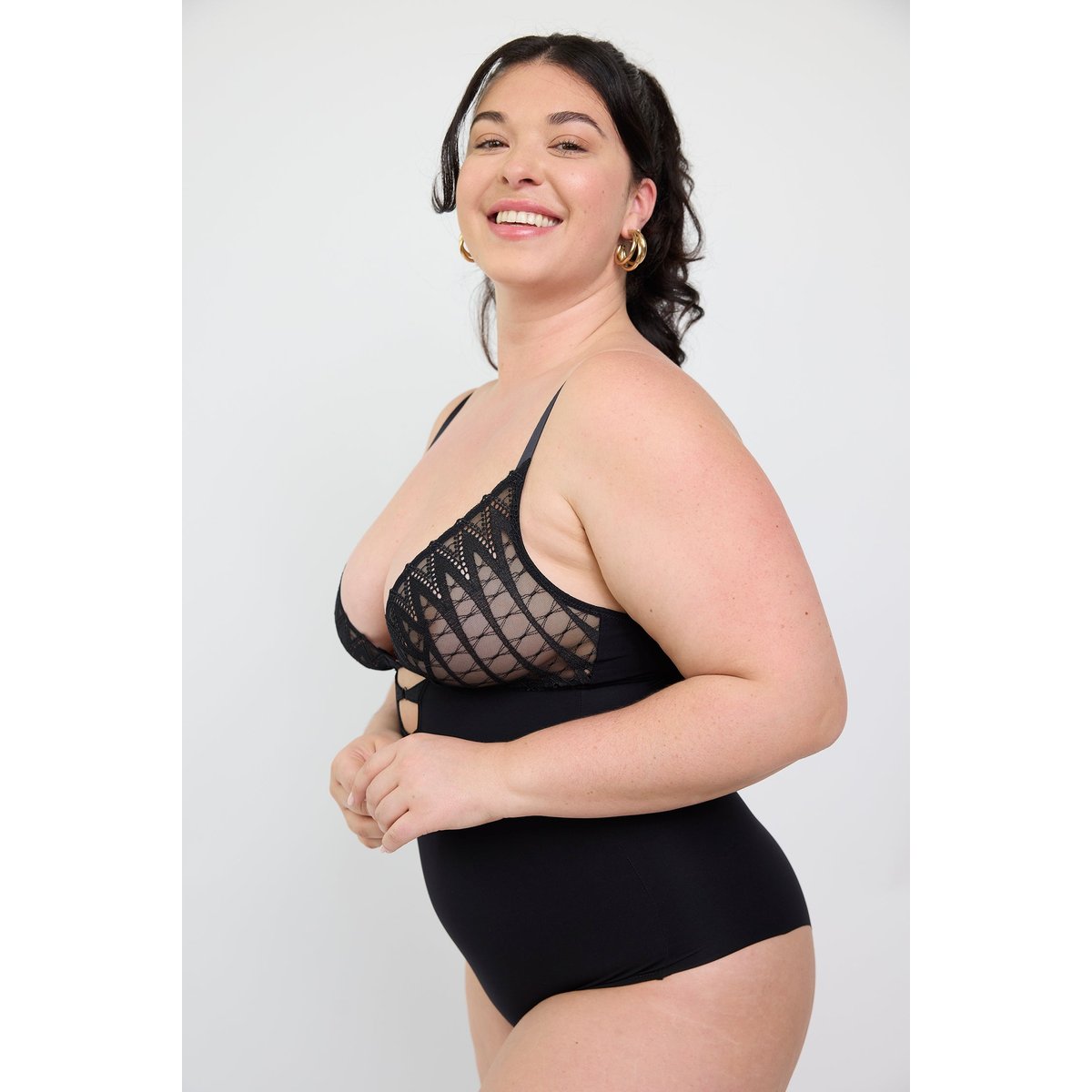 Body sans armatures en broderie DREAMCATCHER noir, MAISON LEJABY