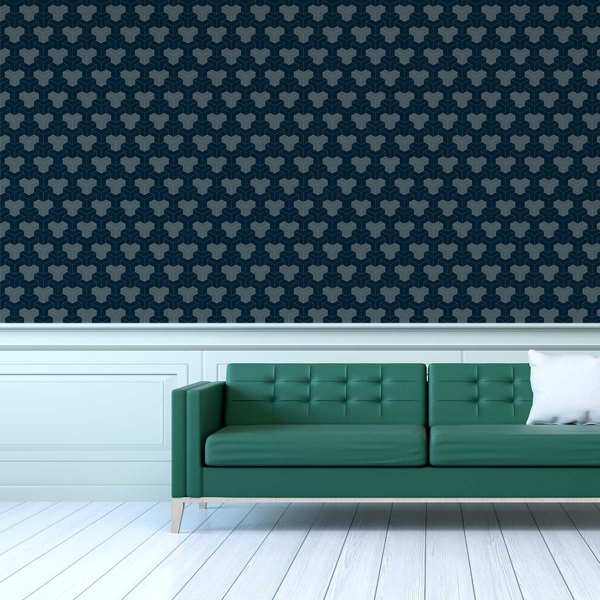 Papier peint, strict blue bleu, HEXOA