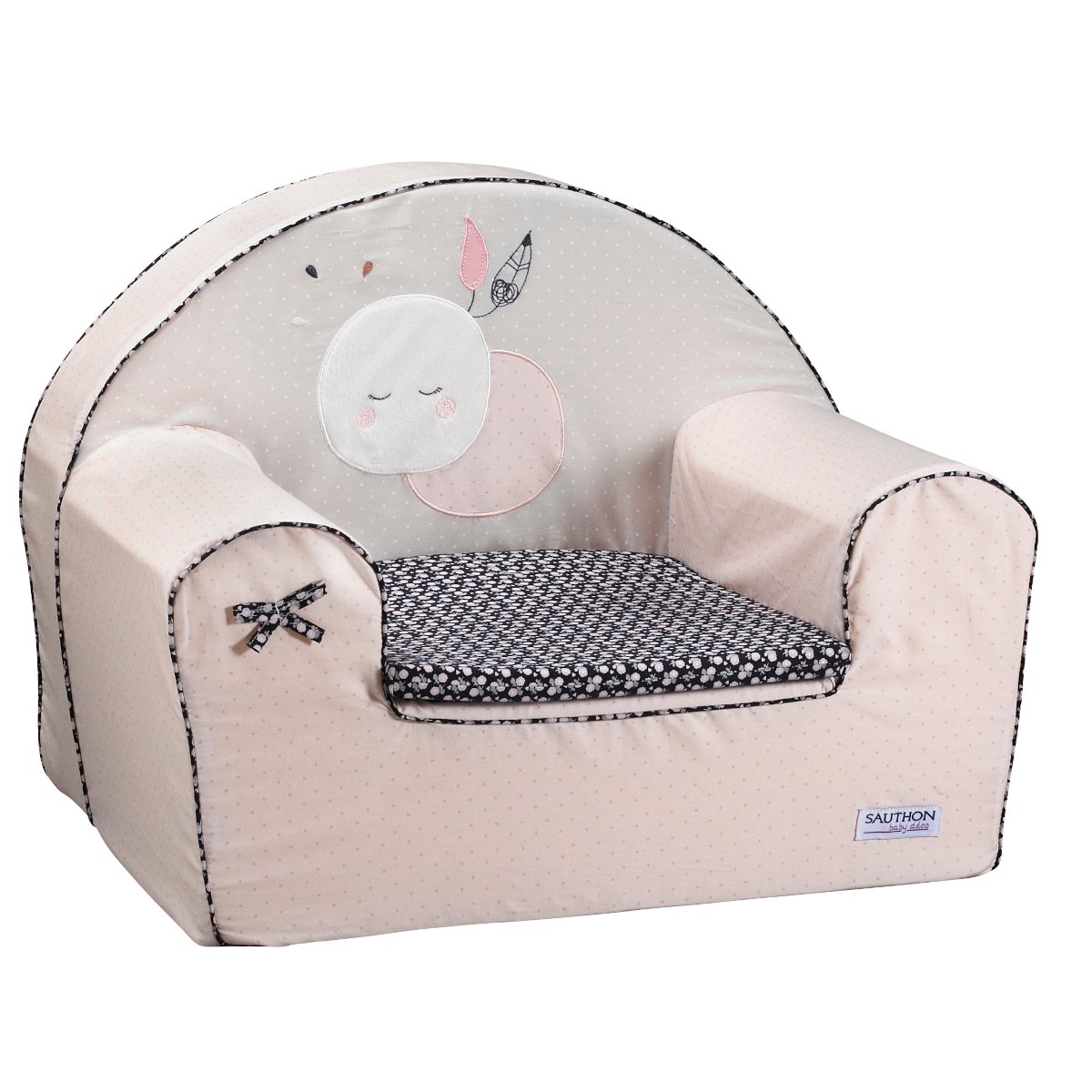 Fauteuil club bébé pour enfant en coton rose, SAUTHON