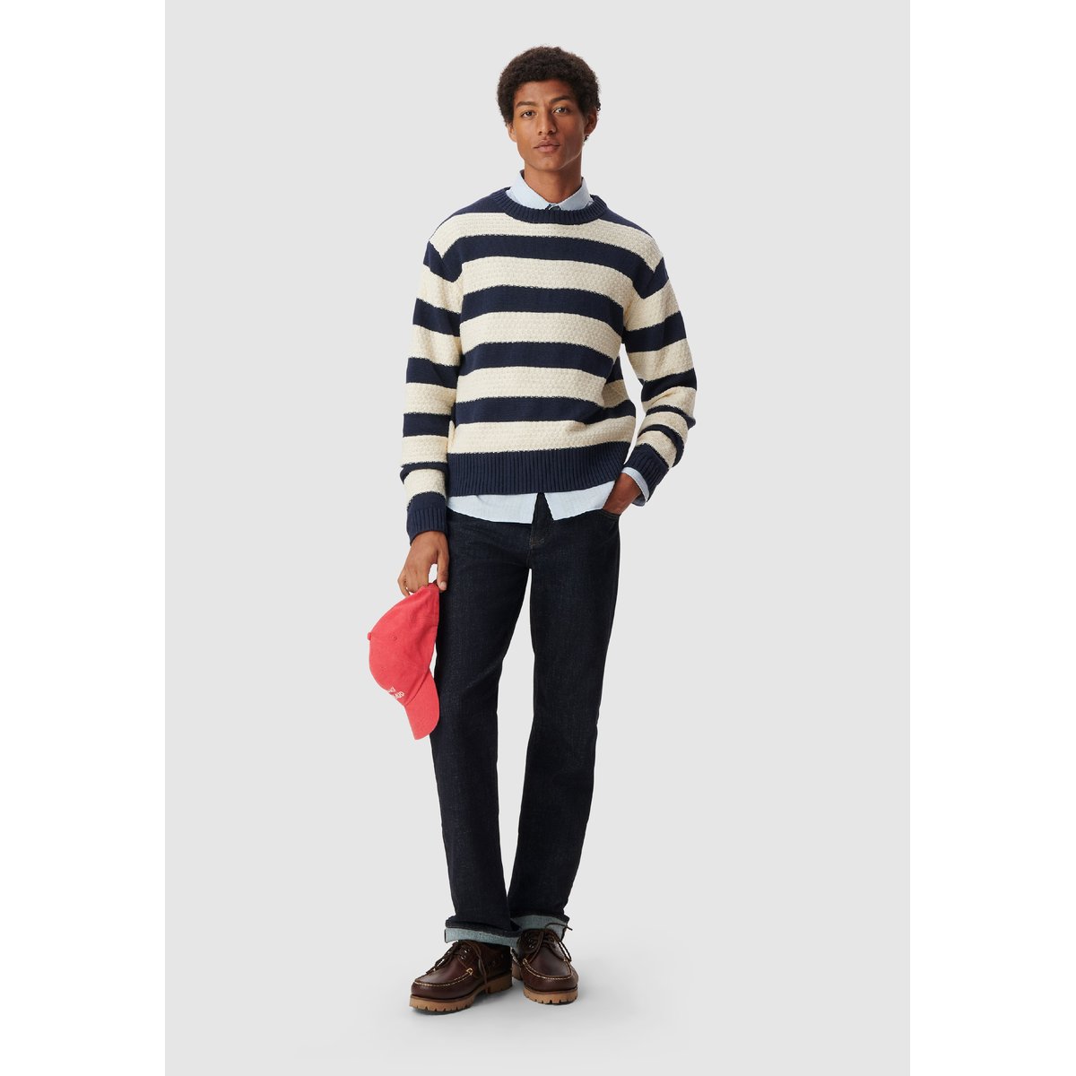 Pull tricot rayé bleu marine, IKKS
