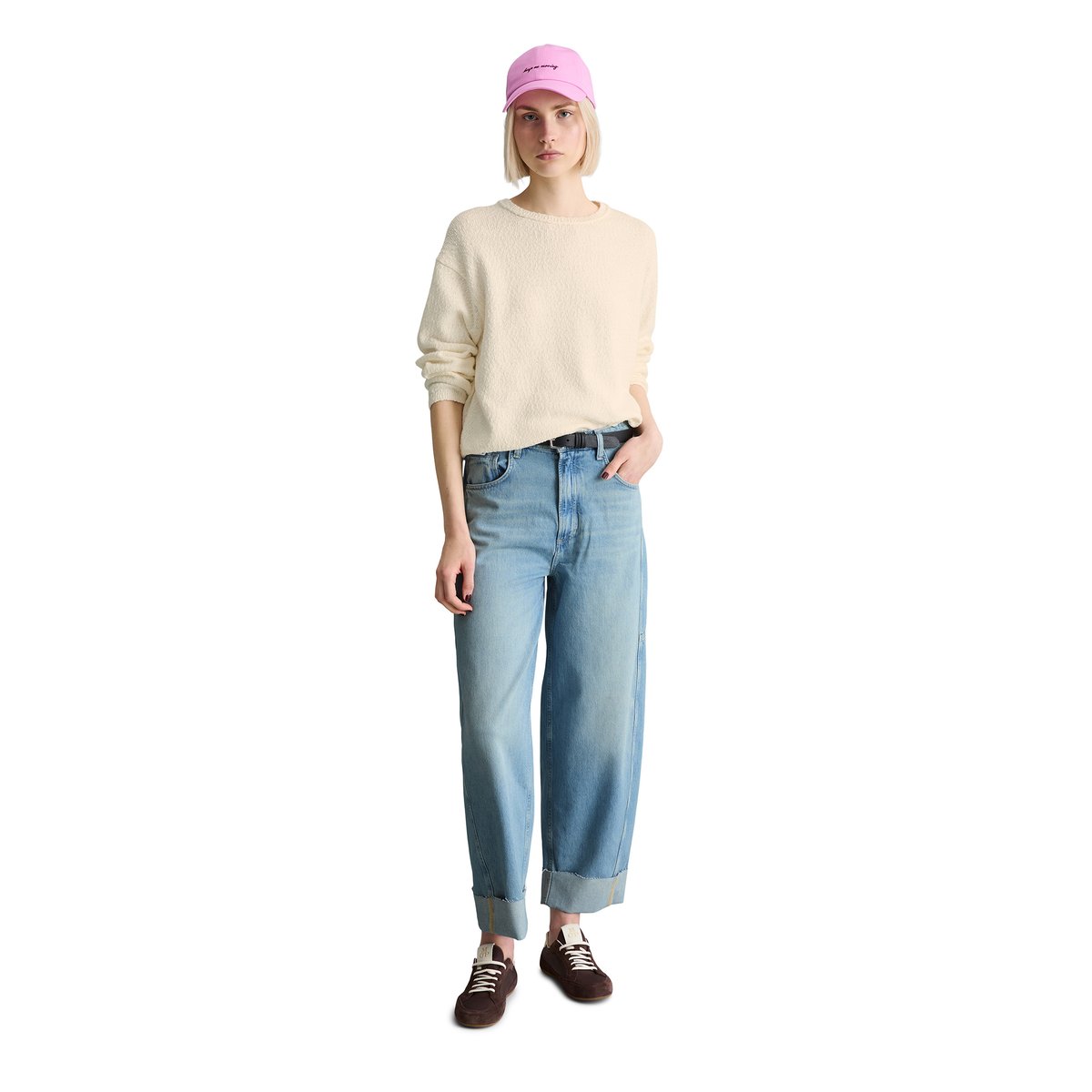 Pull-over regular en fil Cotton Slub blanc naturel, MARC O’POLO DENIM
