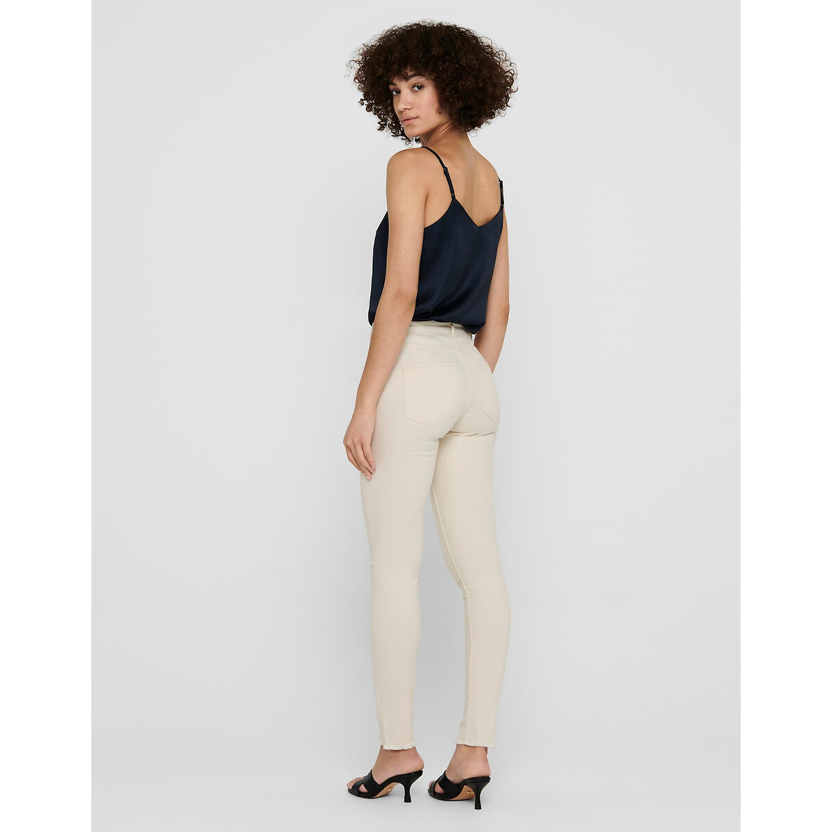 Jeans slim, fondo con frange ecru , ONLY