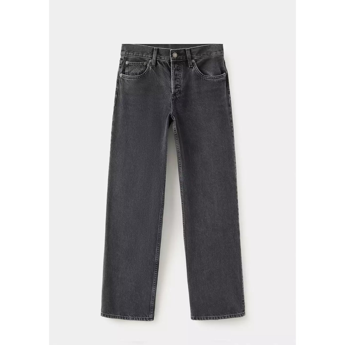 Jean droit taille basse black denim, MANGO