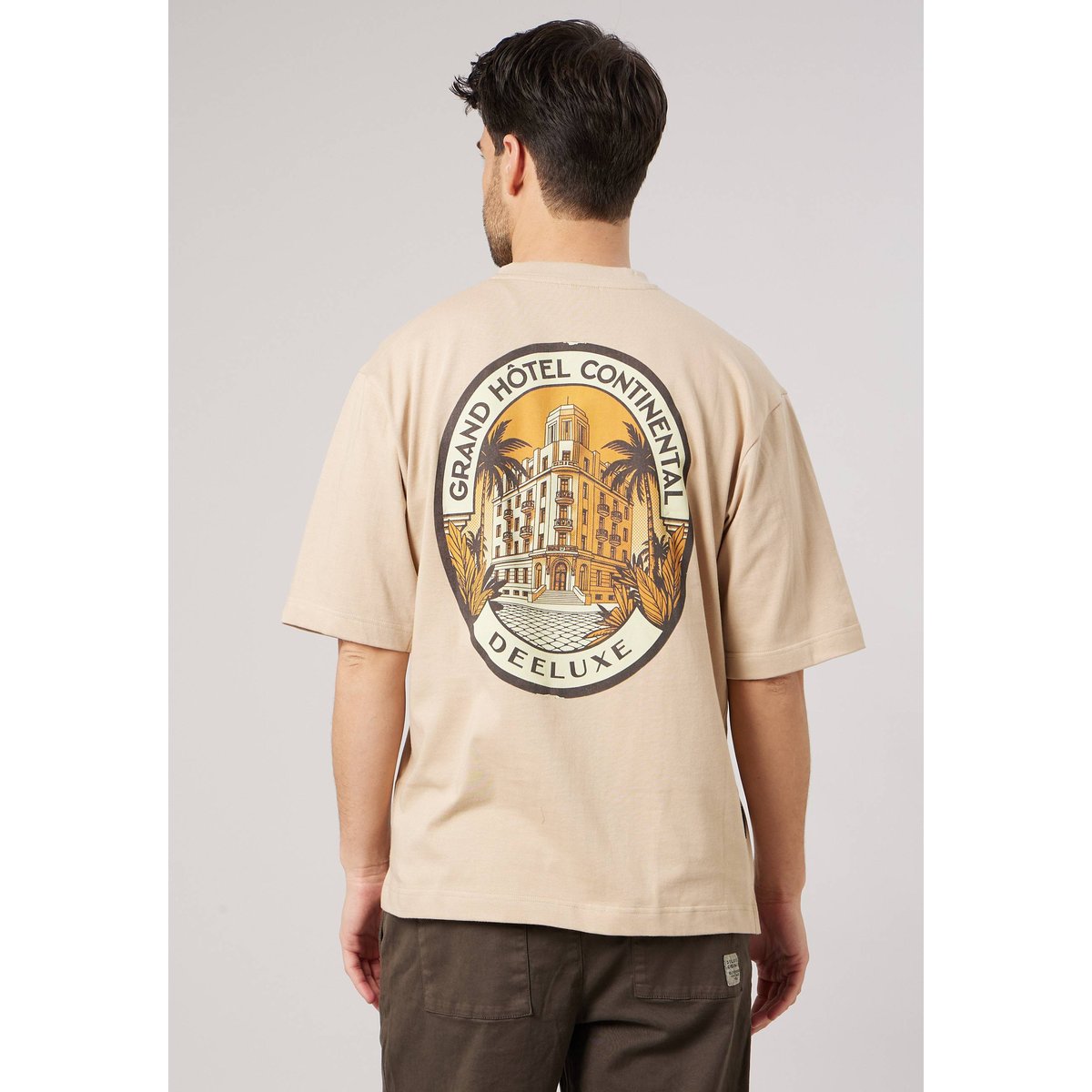 T-shirt extra loose homme en 100% coton BIG light beige, DEELUXE
