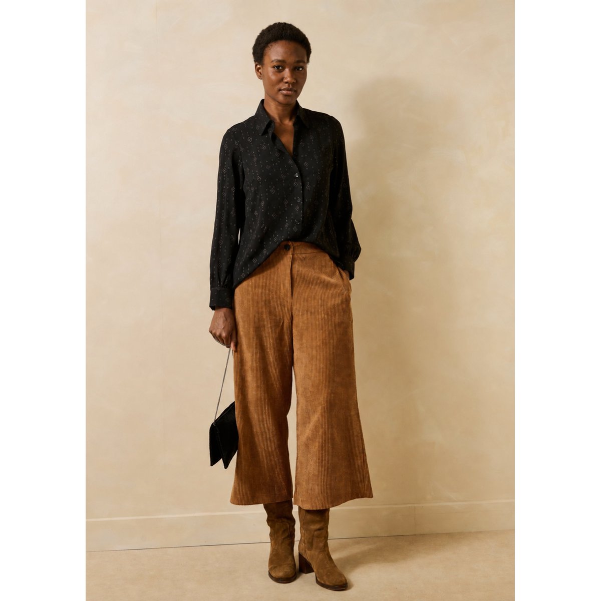 Chemise manches longues à imprimé noir, LA FEE MARABOUTEE