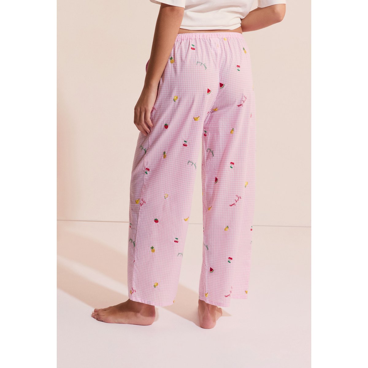 Pantalon vichy à motifs fruits BRISA rose bonbon, ETAM