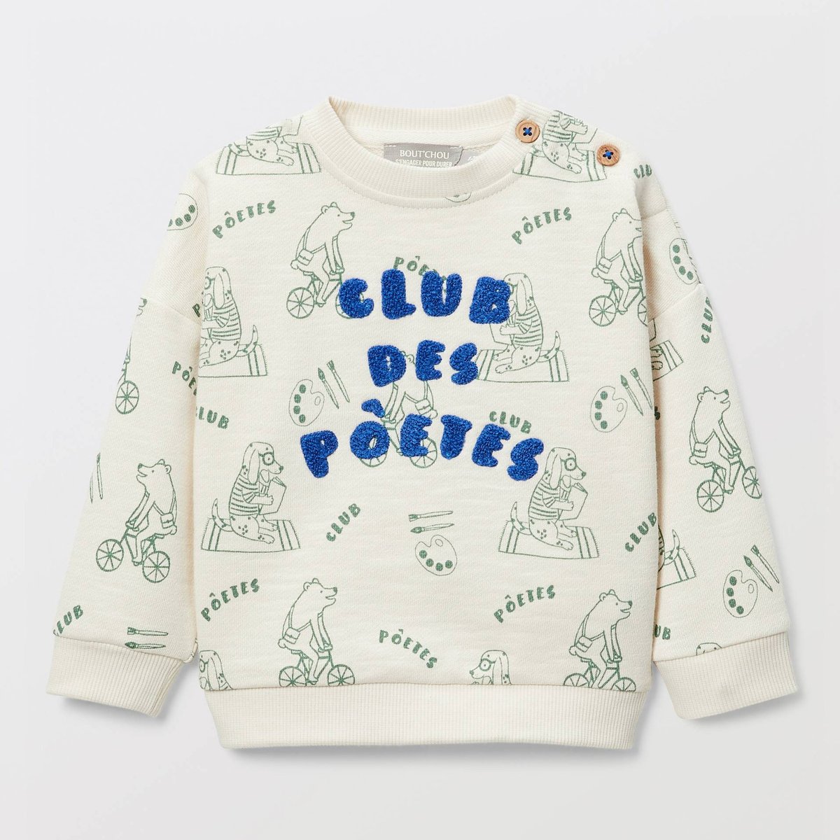 Sweat imprimé en coton BIO GOTS naturel, BOUT'CHOU