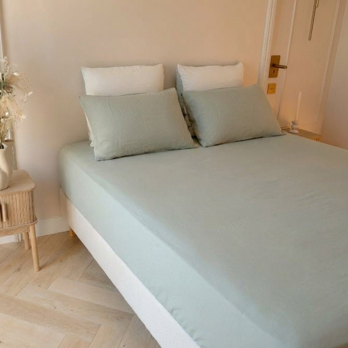 Drap-housse - Gaze de coton - LOUISE ecru, MAISON AUBERTIN