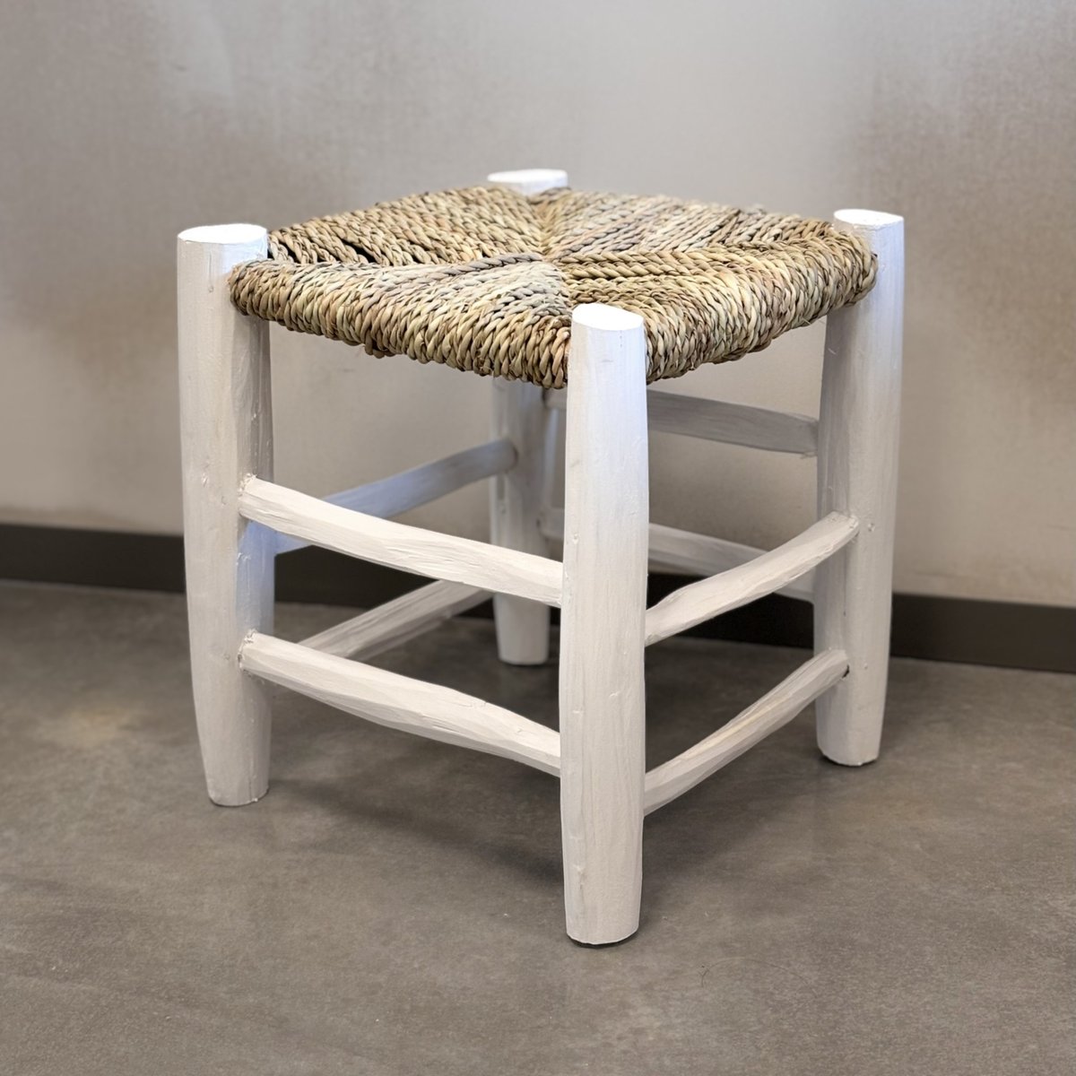 Tabouret Marocain blanc en bois - LOJI blanc, HOME MAISON