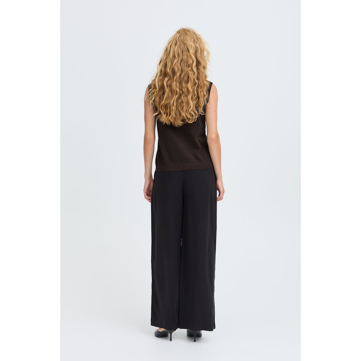 Pull en maille manches courtes marron java, B.YOUNG