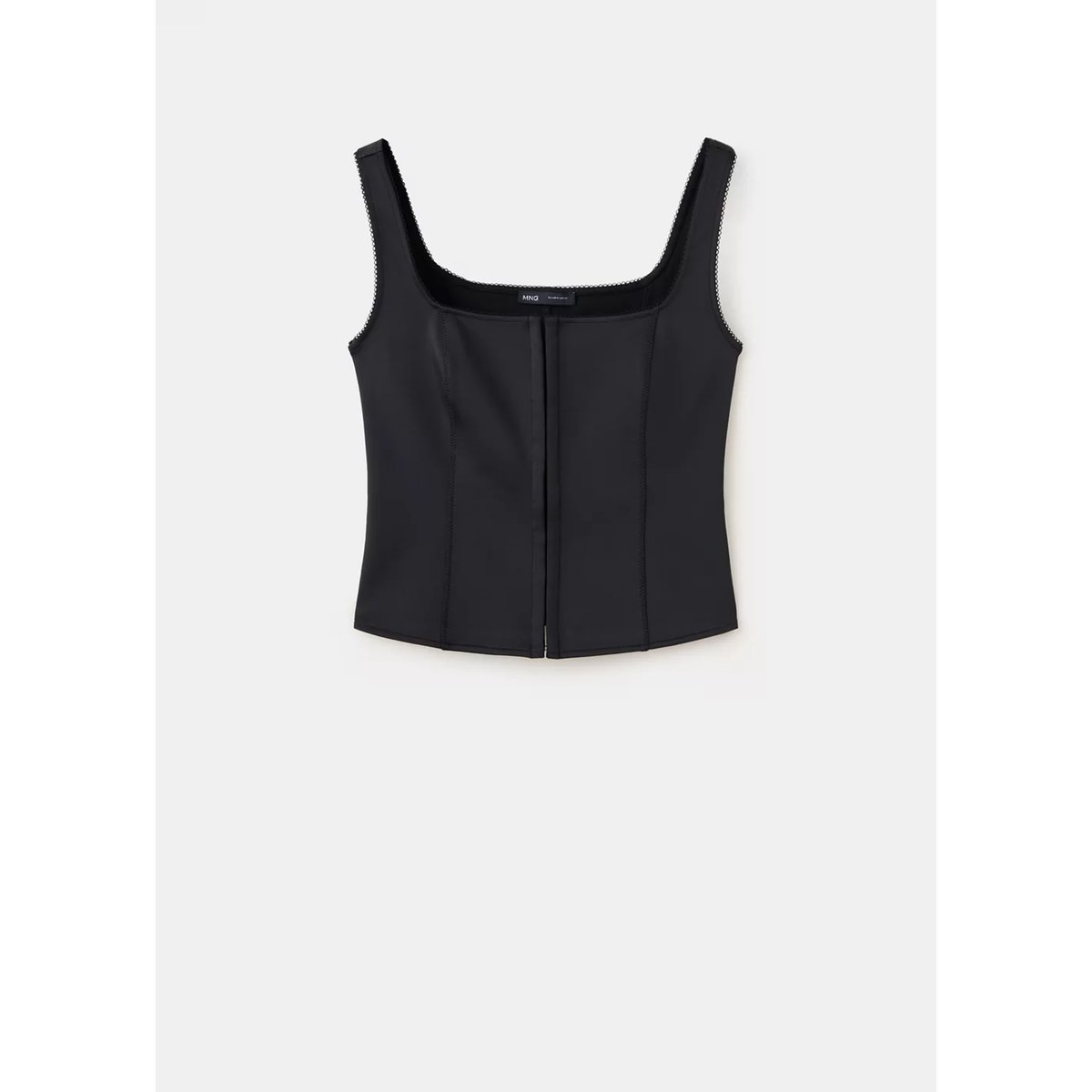 Top style corset à bretelles noir, MANGO