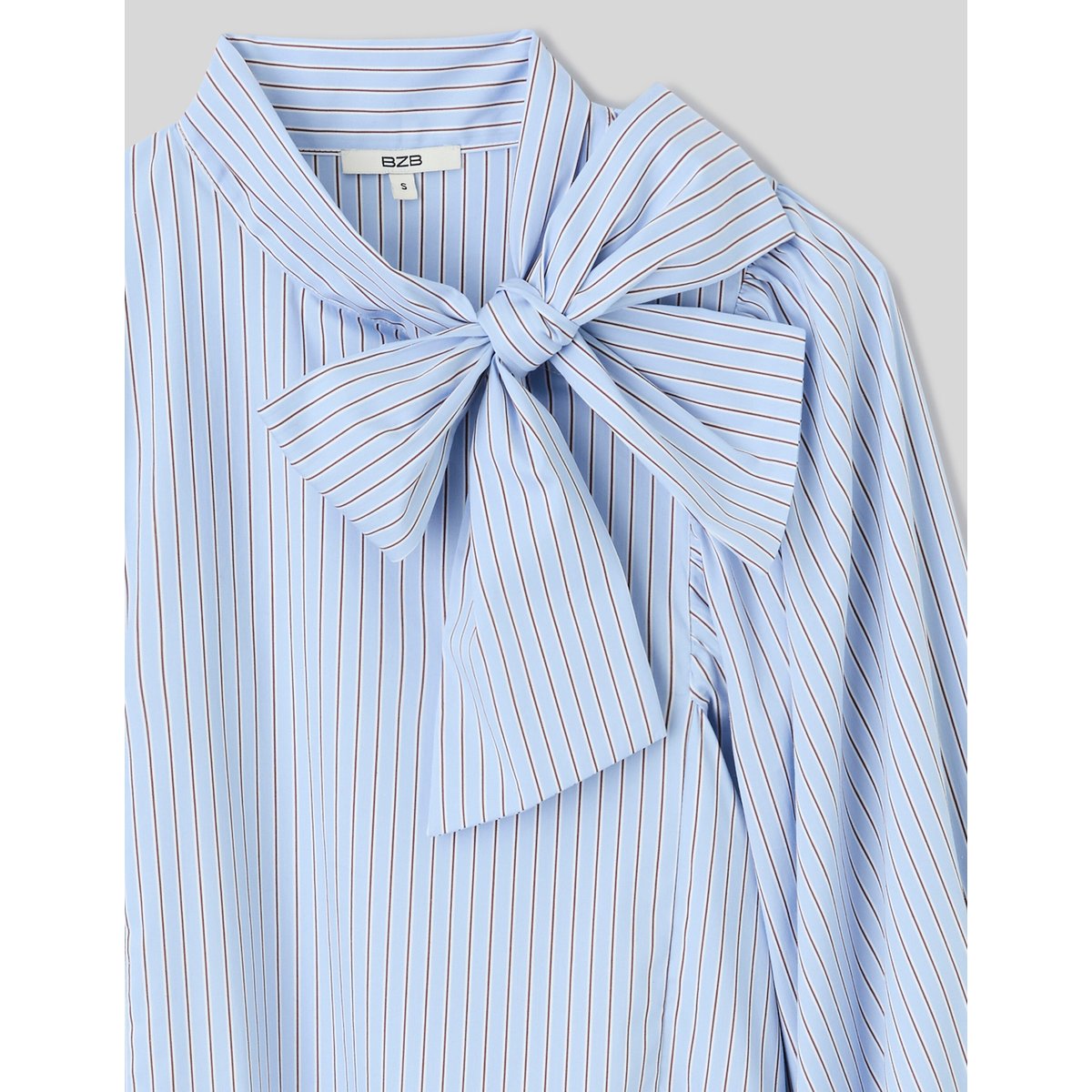 Blouse rayée à Noeud bleu clair, BZB