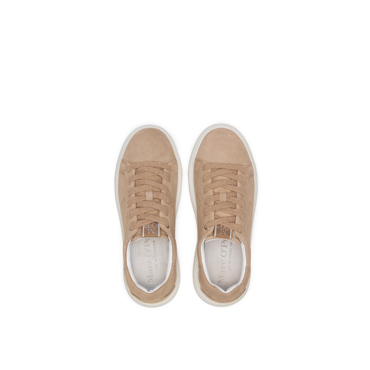 Baskets en cuir velours doux beige, MARC O'POLO