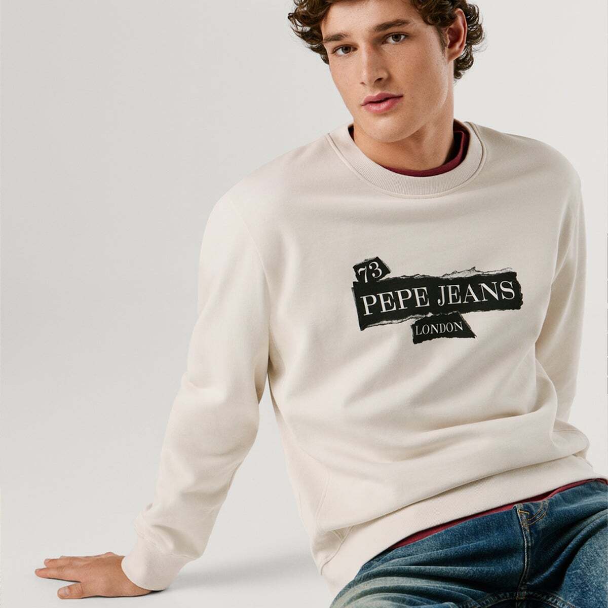 Sweat-Shirt Coupe Regular À Col Rond blanc ivoire, PEPE JEANS
