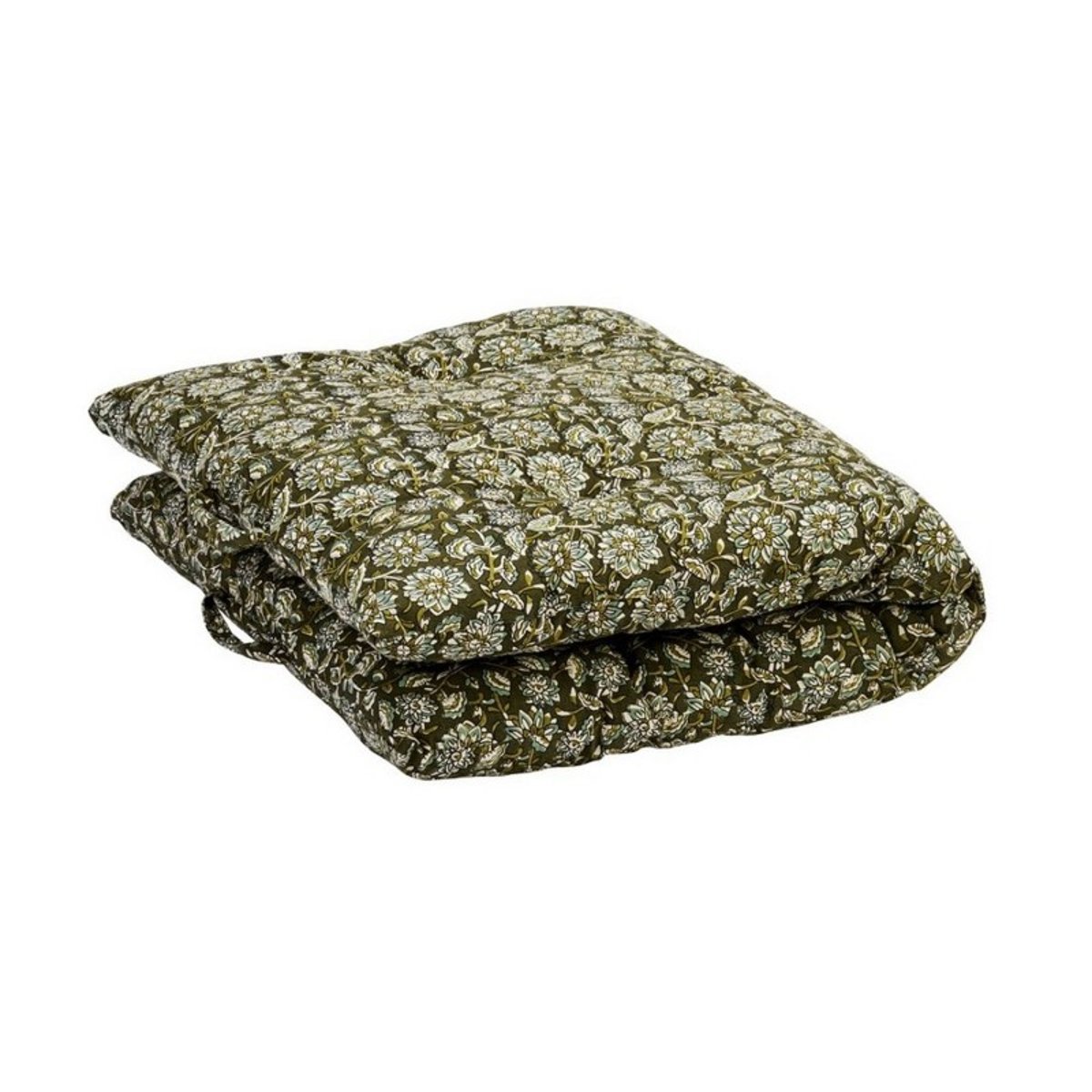 Matelas d'assise motif indien block print vert, MADAM STOLTZ