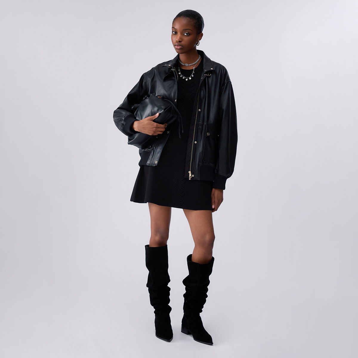 Robe en maille évasée noir, LIU JO