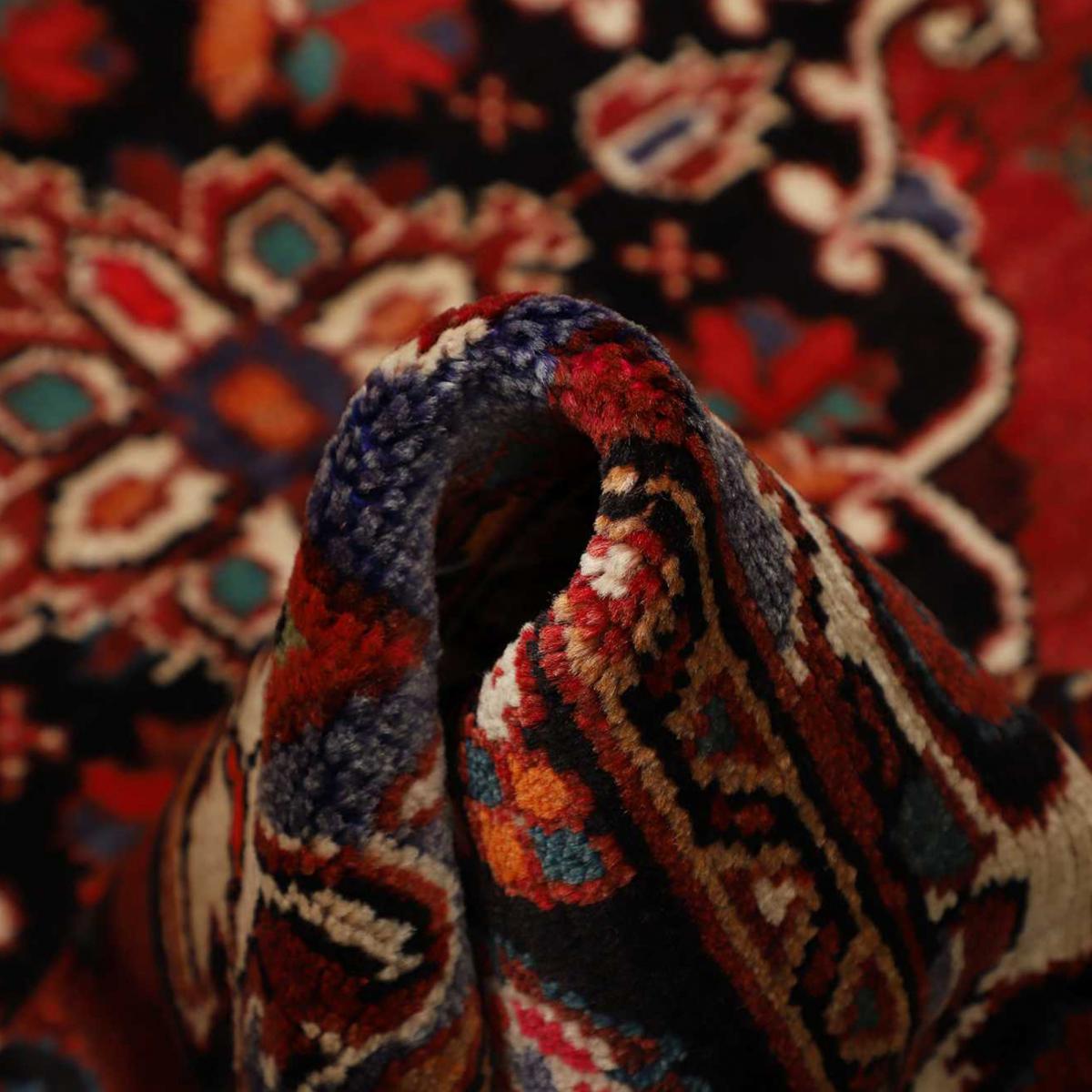 Tapis d'orient, motif oriental noué main en laine, HAMADAN 9 rouge, bleu, noir, UN AMOUR DE TAPIS