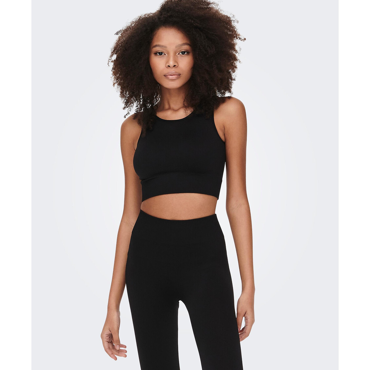 Nahtloses Cropped-Top Jaia schwarz, ONLY PLAY