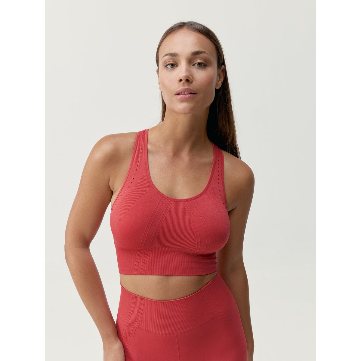 Brassière de sport femme Zina maintien moyen coussinets amovibles terre cuite goji, BORN