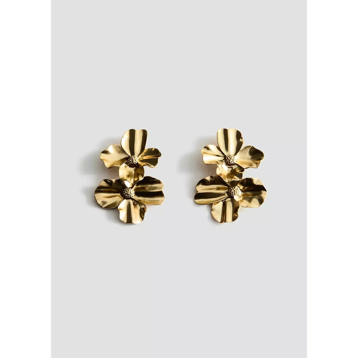 Boucles d'oreilles motif fleur or, MANGO