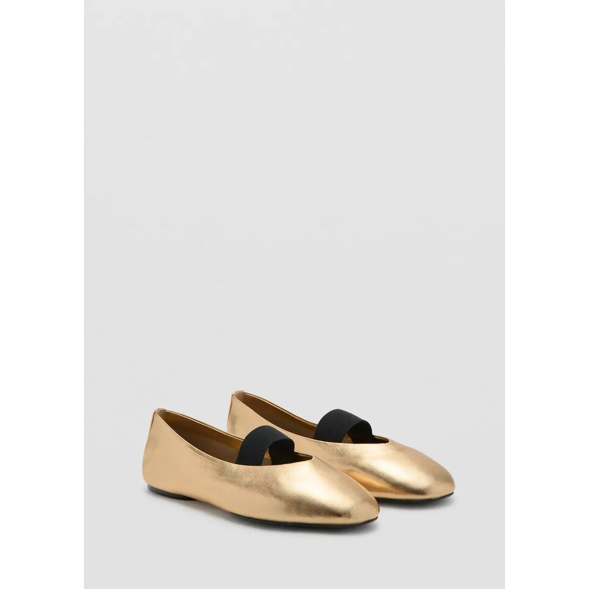 Chaussures cuir bride or, MANGO