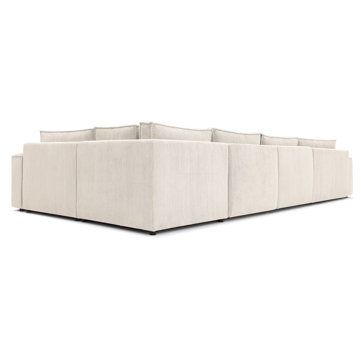Canapé modulable 6 places en velours côtelé, NIHAD beige, BOBOCHIC