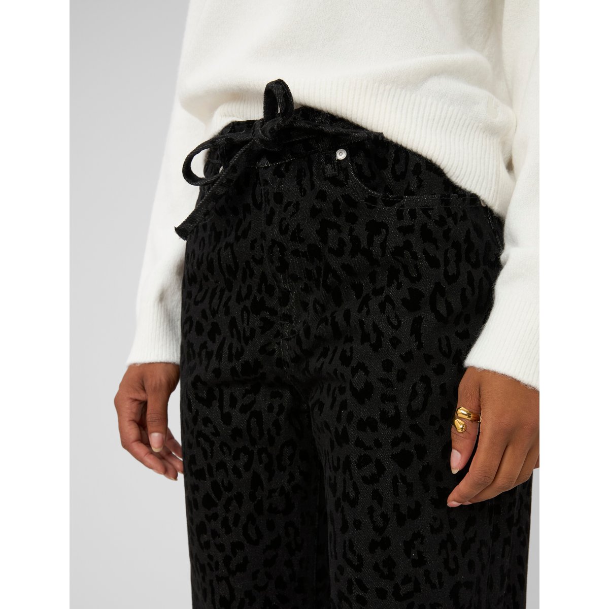 Pantalon imprimé coupe droite noir, BZB