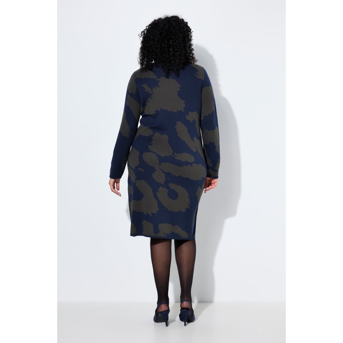Robe en maille, imprimé léopard marine, ULLA POPKEN