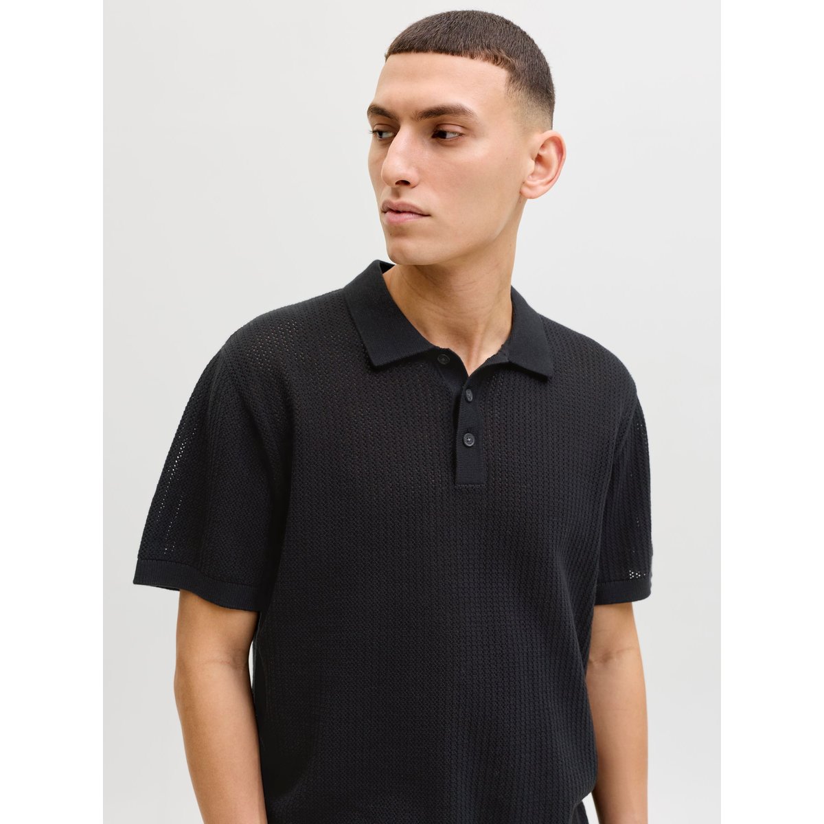Polo Tricoté noire - black, JACK & JONES