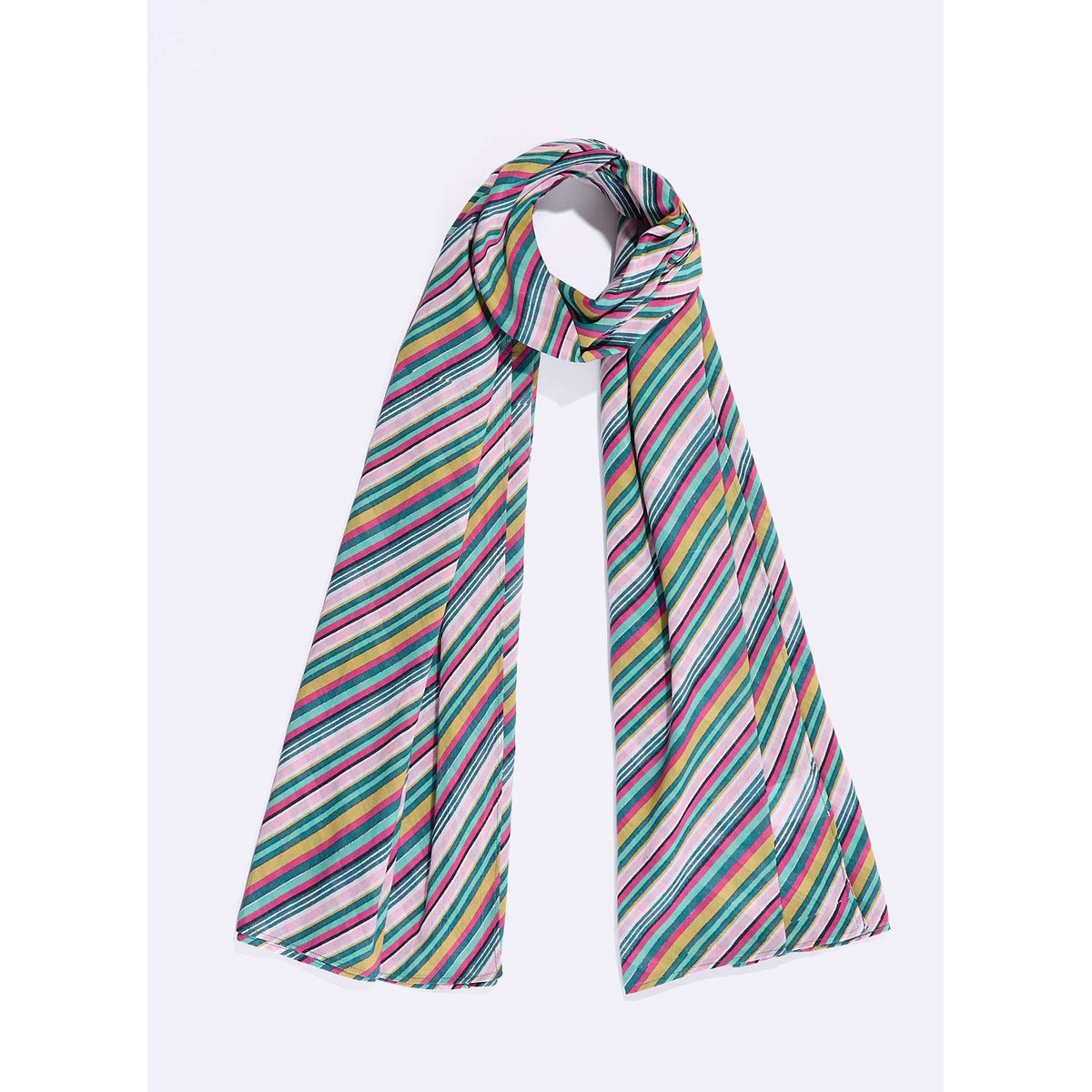 Paréo imprimé voile de coton bio SARONG multico vert, LA FIANCÉE