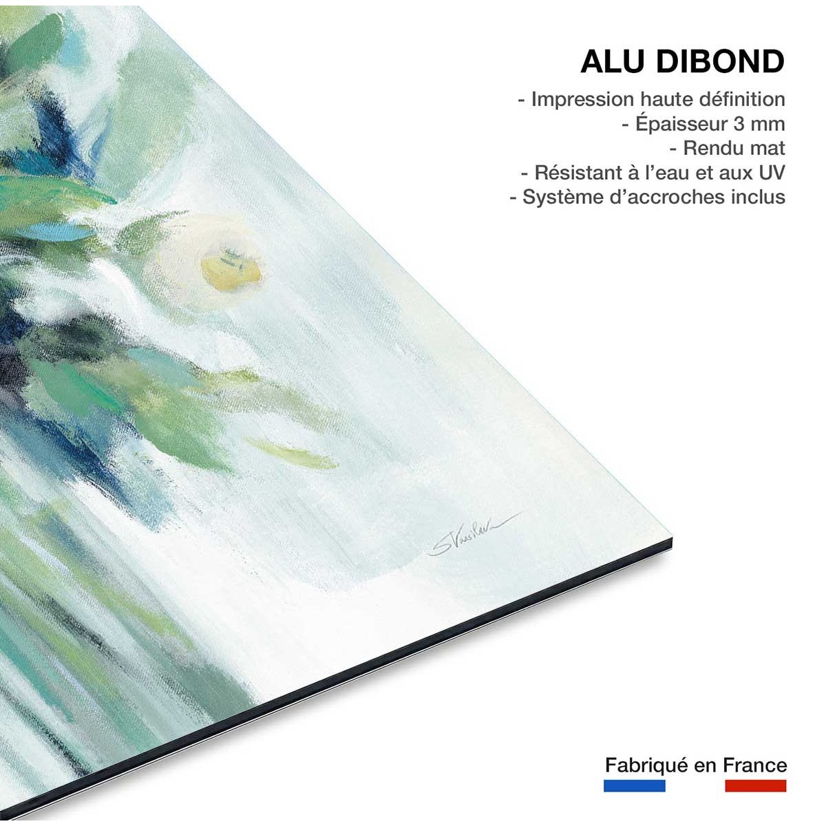 Tableau Bouquet de fleurs en aquarelle tableau alu dibond, HEXOA