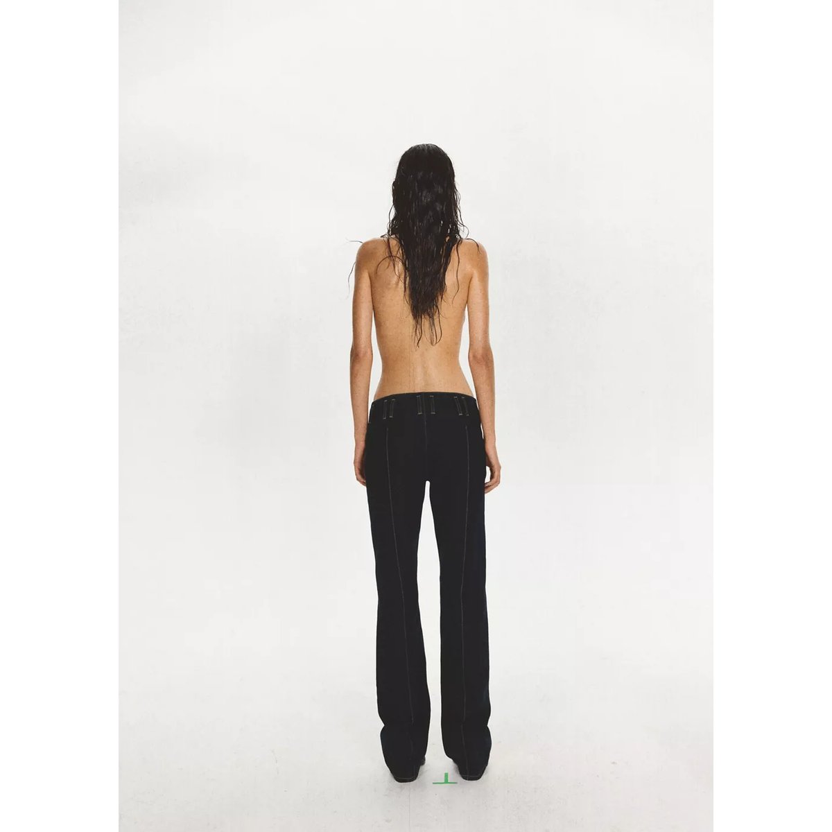 Jean taille basse avec surpiqûres contrastantes bleu, MANGO
