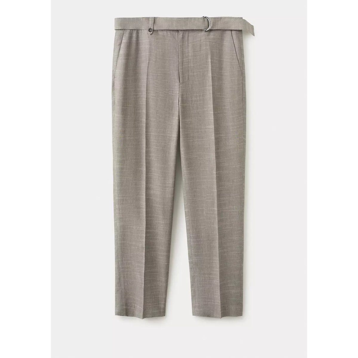 Pantalon mélange de lyocell et lin relaxed-fit gris vison, MANGO MAN