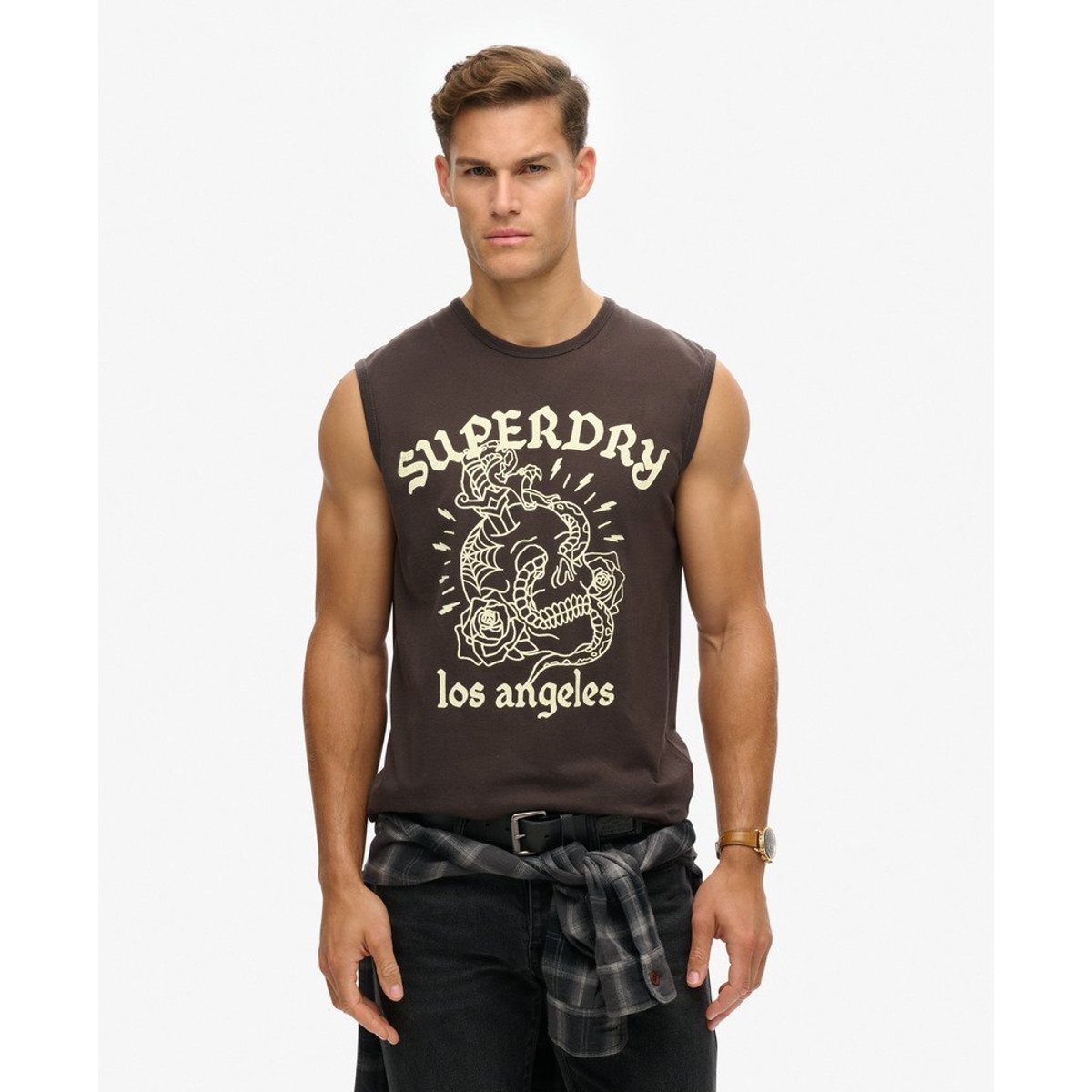 Débardeur Tattoo Graphic Coupe Décontractée noir bison, SUPERDRY