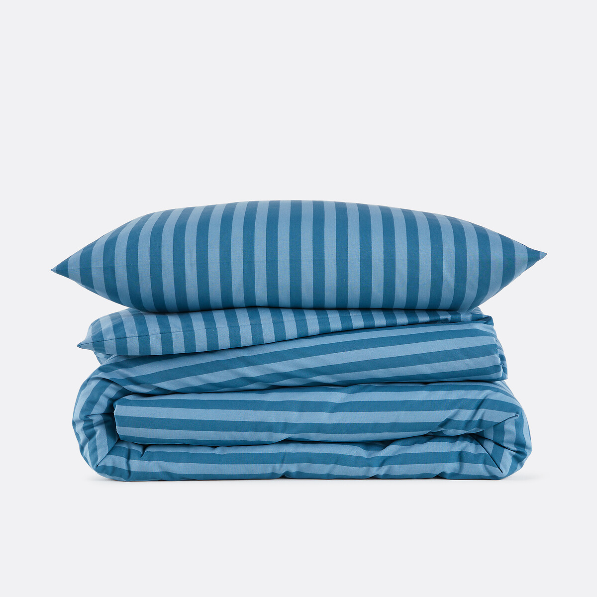 Conjunto para cama infantil, 50% algodón reciclado, funda de almohada rectangular, SACHA BLEU rayas azules, LA REDOUTE INTERIEURS