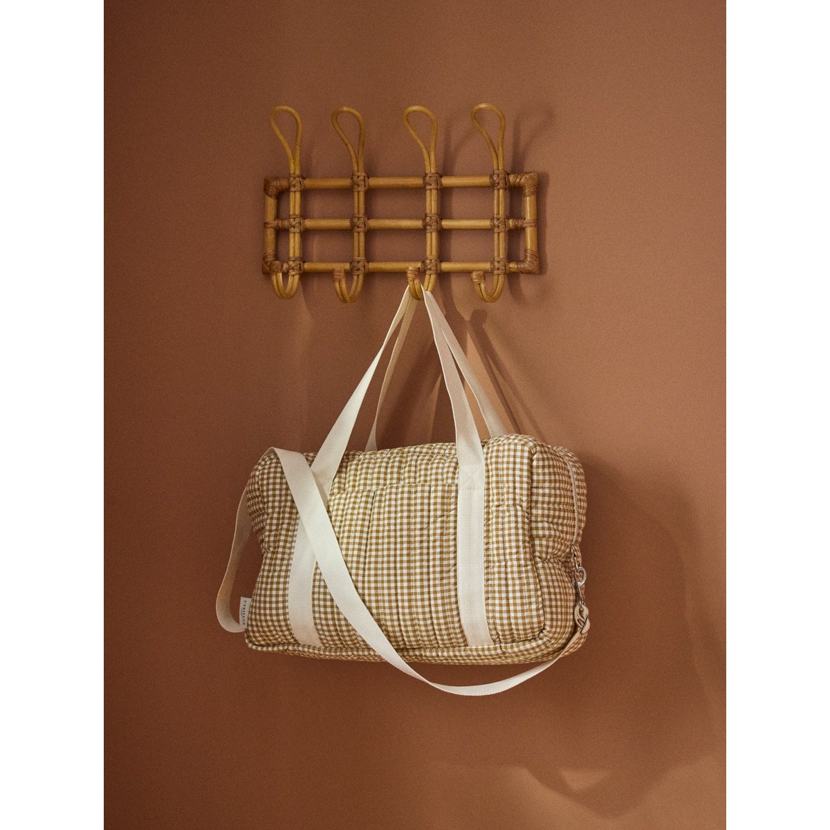 Sac à langer en gaze de coton vichy caramel, CYRILLUS