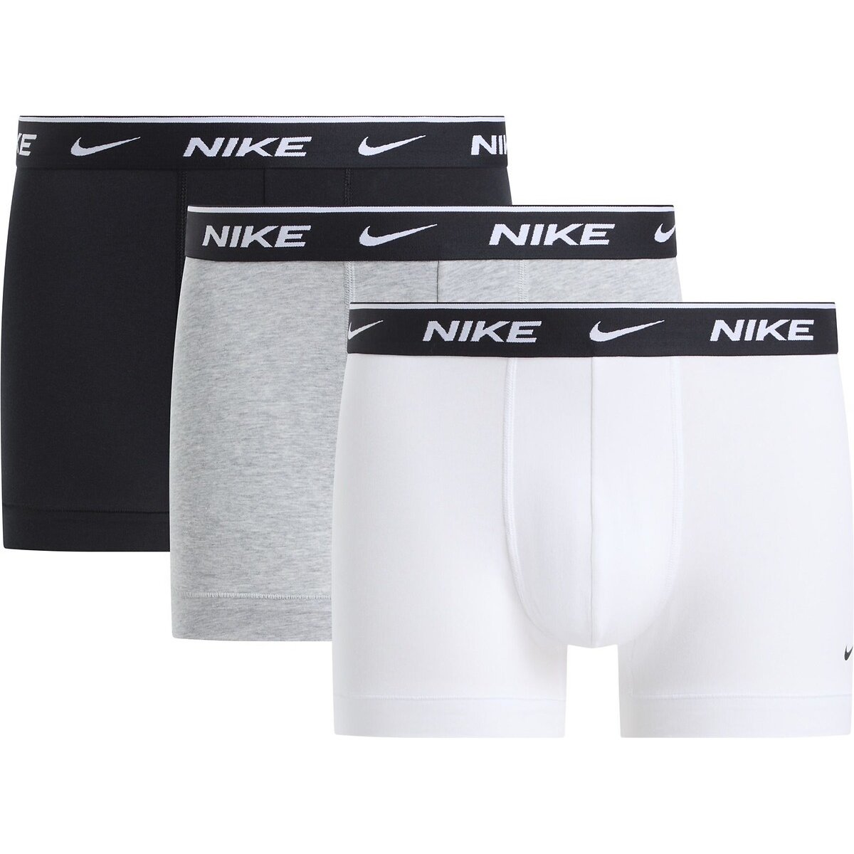 Lot de 3 boxers unis Signature noir + gris chiné + blanc, NIKE