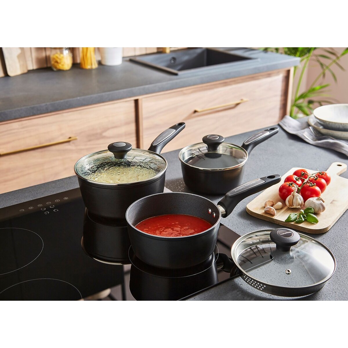 3-Piece Forged Aluminium Saucepan Set graphite, MORPHY RICHARDS
