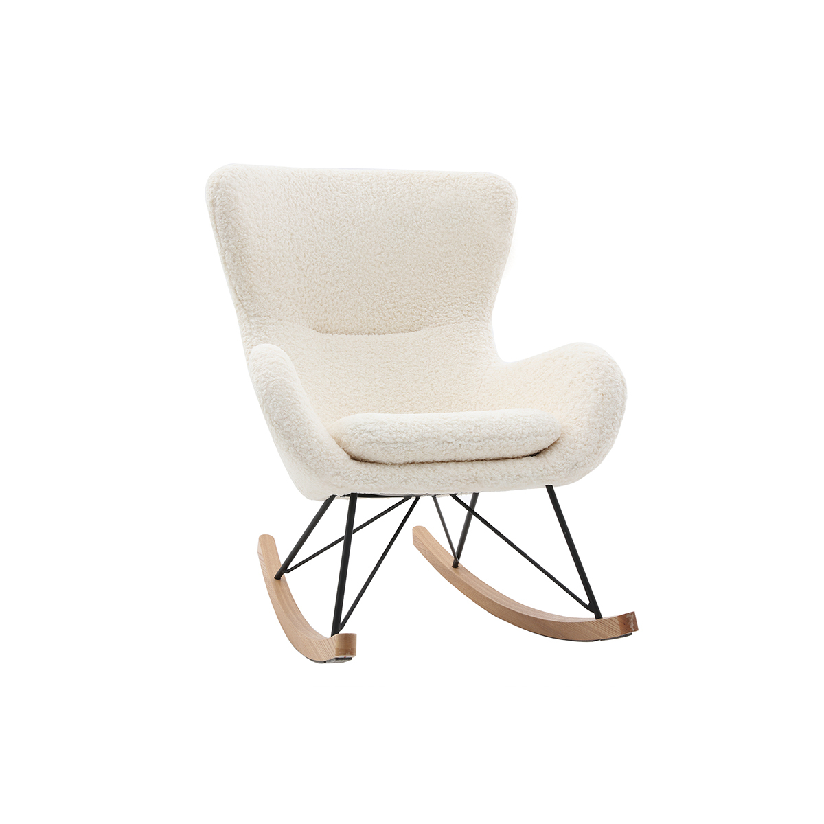 Rocking chair scandinave ESKUA blanc, MILIBOO
