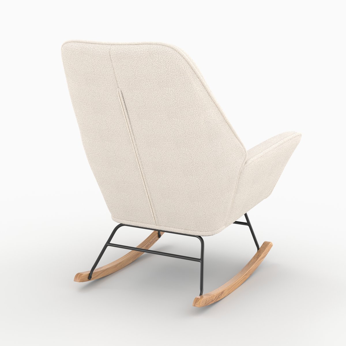 Rocking-chair en tissu bouclé - SHAUN blanc, MAISON PAVANE