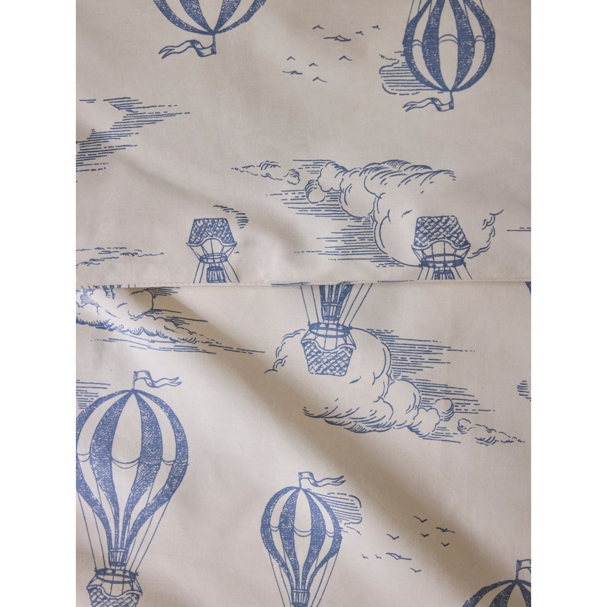 Housse de couette percale de coton "Montgolfière" bleu, CYRILLUS