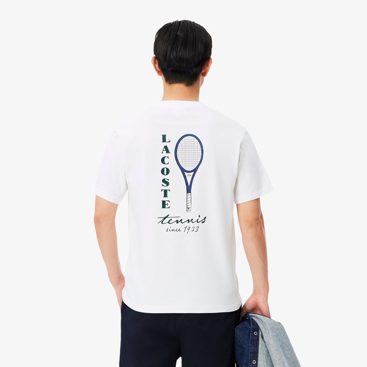 T-shirt jersey imprimé tennis broderie blanc-001, LACOSTE