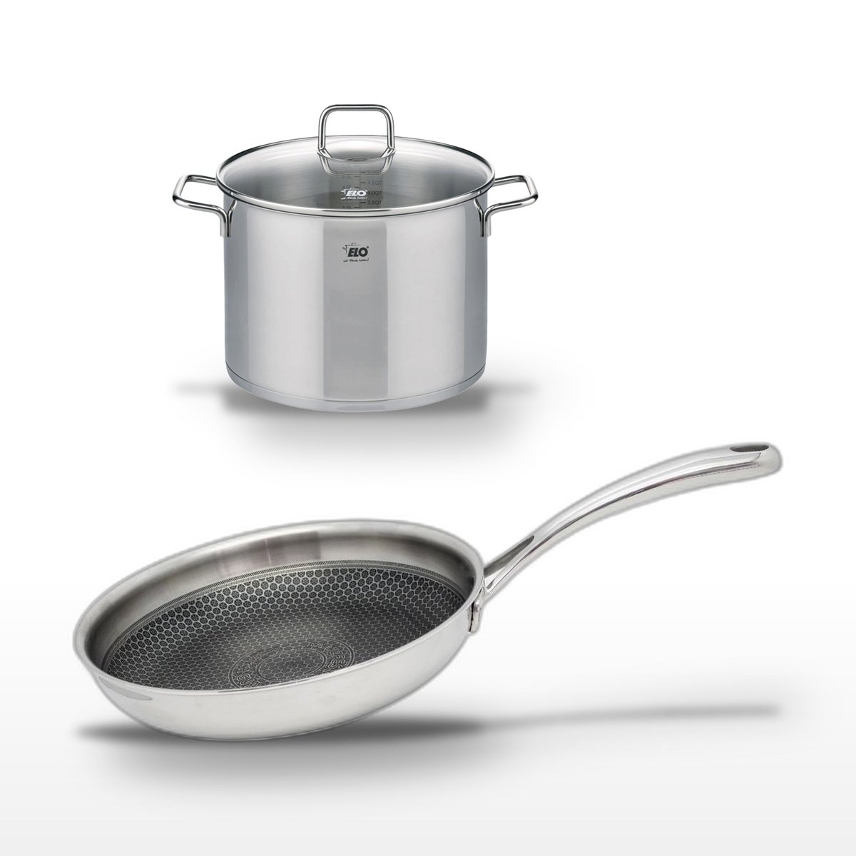 Batterie 1 poêle 28cm + 1 faitout 12cm RELIEF EVOLUTION inox, ELO