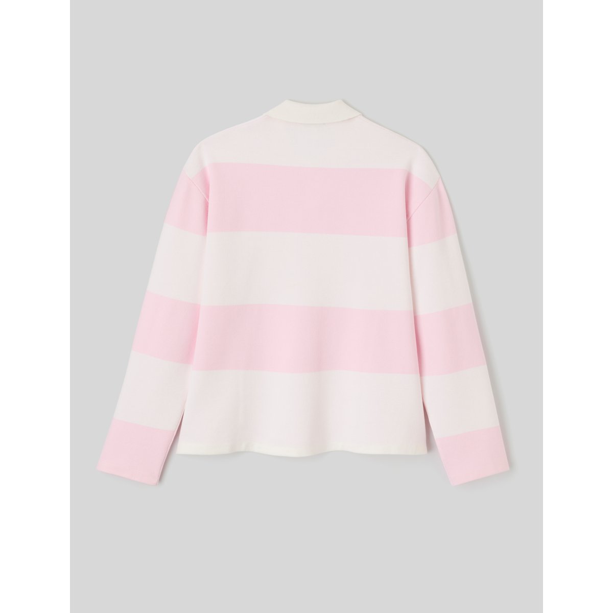 Pull col polo à rayures rose pâle, BZB