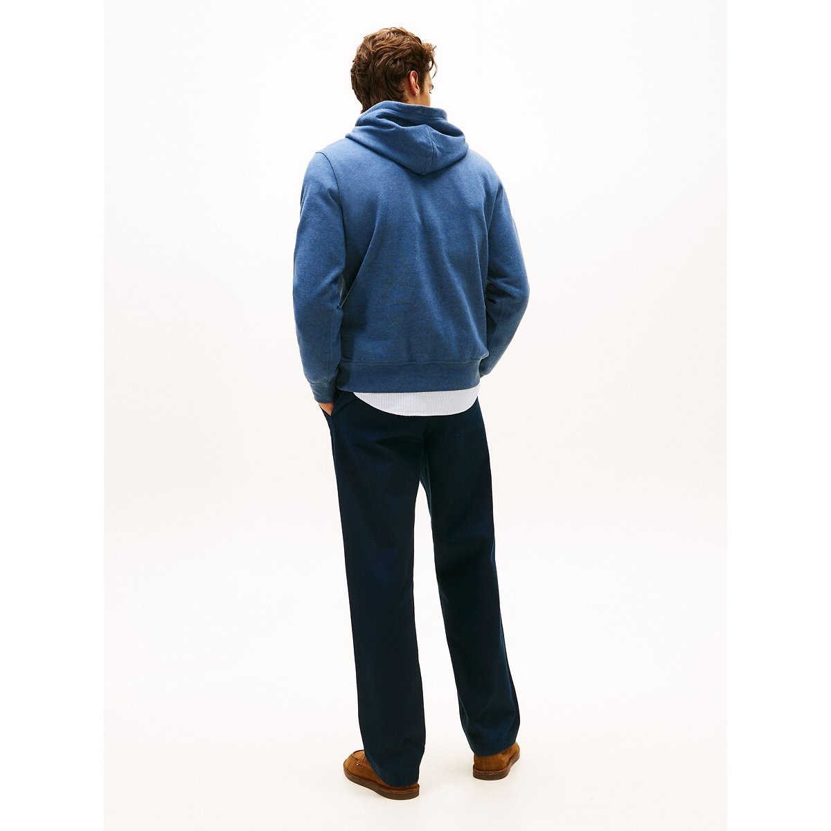 Sweat à capuche en molleton à drapeau brodé bleu mer, TOMMY HILFIGER
